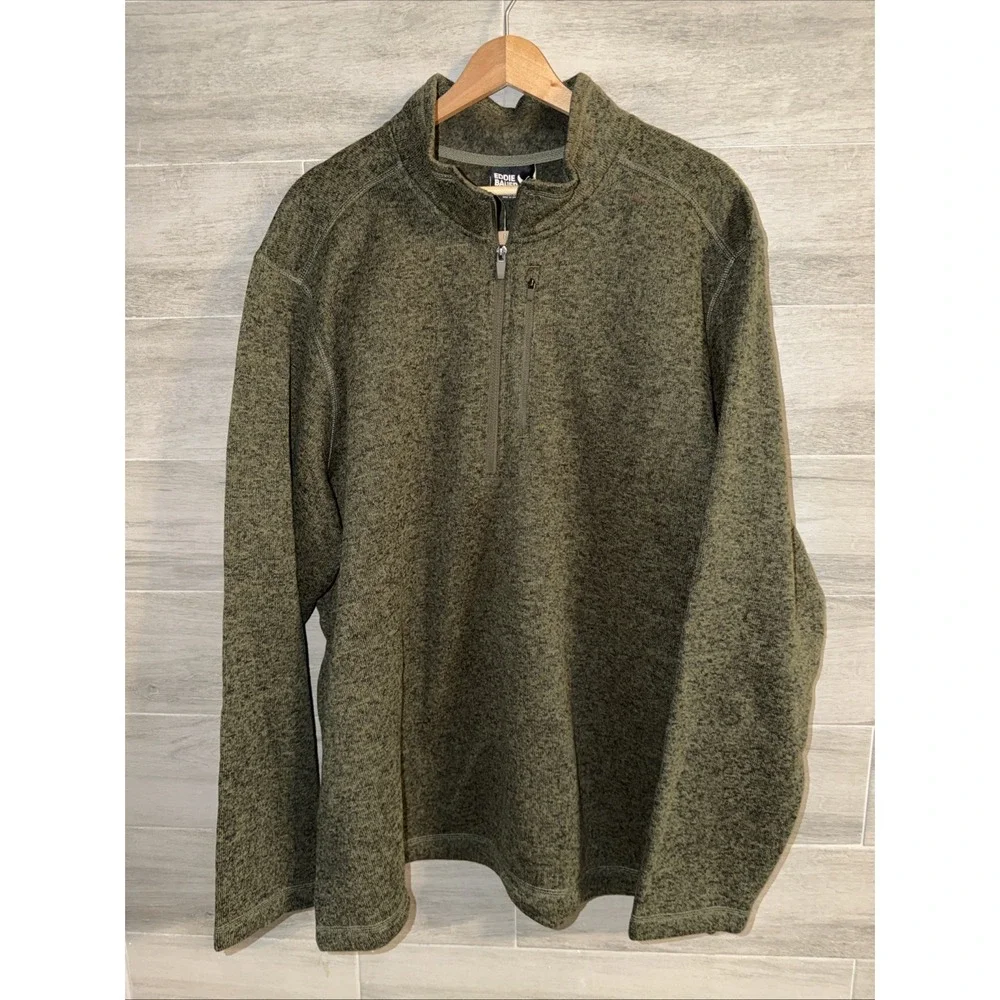 Eddie Bauer Men's Radiator Fleece 1/4 Zip Pullover Green 2XL Jacket NWT